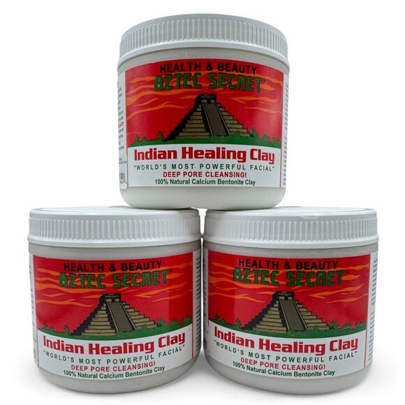 3x Aztec Secret Indian Healing Clay Deep Pore Cleansing Facial & Body Mask 1 lb - Picture 1 of 5